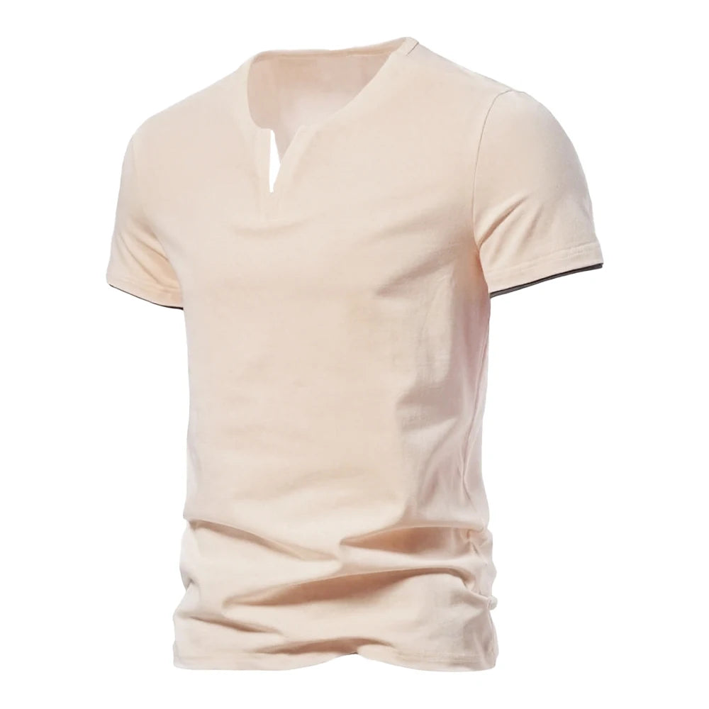 T-Shirt Homme Henley Col V - Fitness Sport Respirant Été