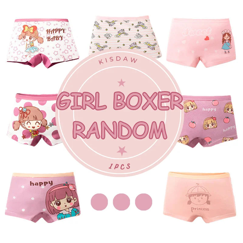 Lot Culottes Filles Motifs Cartoon - Boxers Coton Doux Sous-Vêtements Enfant