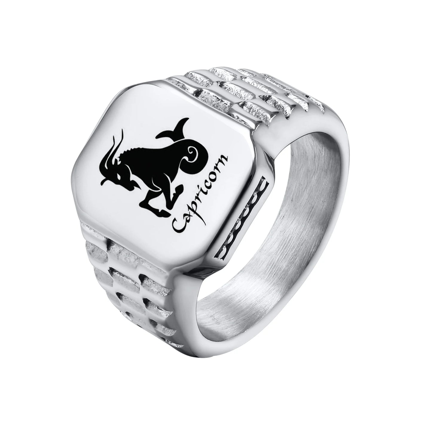 Bague Chevalière Zodiaque Acier Personnalisable - Homme Cadeau