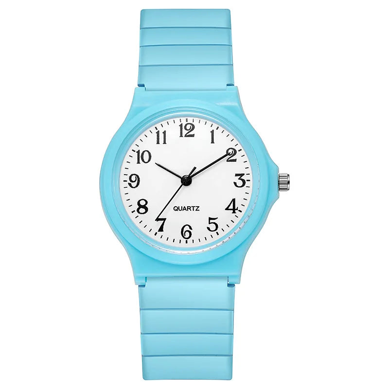 Montre Enfant Garçon Sport Bracelet Caoutchouc - Montre Quartz Silencieuse Vert Menthe École Cadeau