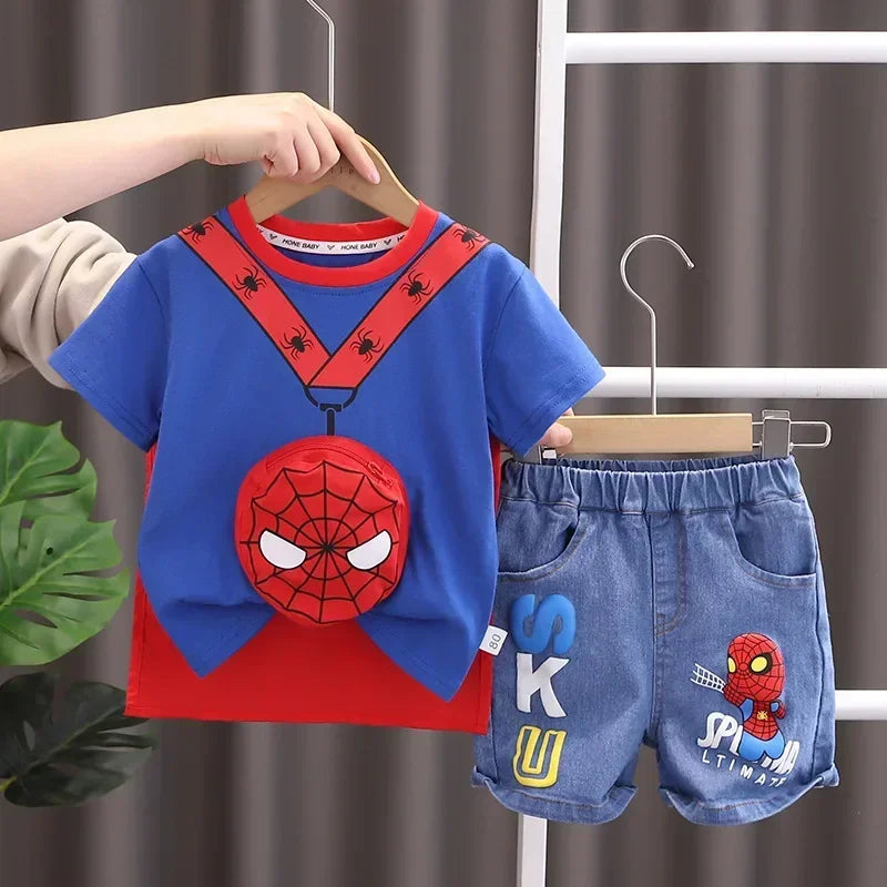 Ensemble Été Spider-Man Garçon - T-Shirt et Jean 2 Pièces | Vêtements Mode Enfant