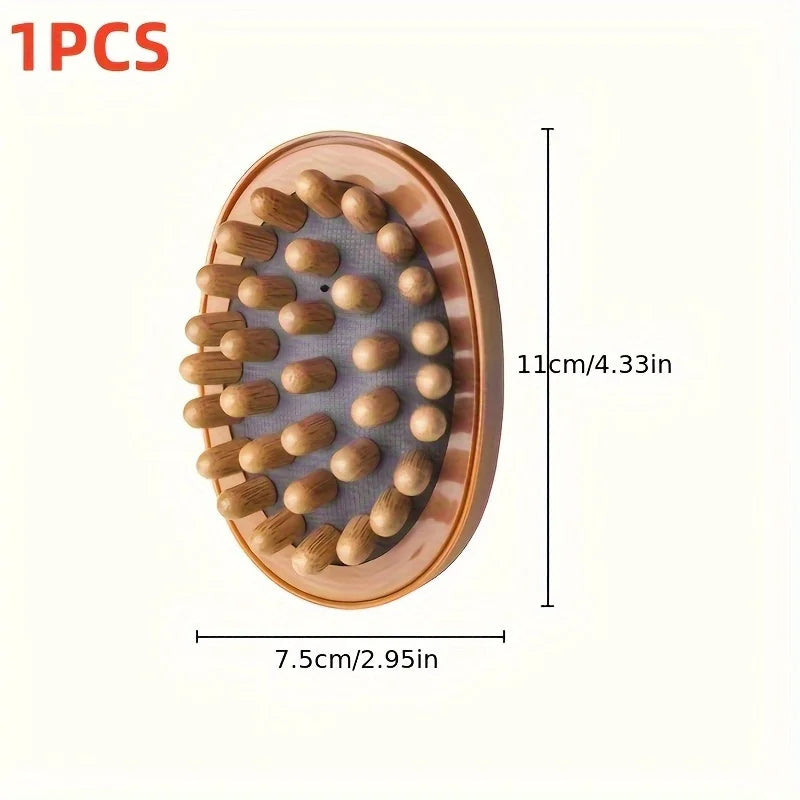 Brosse Massage Bois Naturel 1/2pcs - Masseur Manuel Corps Tête Relaxation Musculaire Sauna SPA Anti-Stress