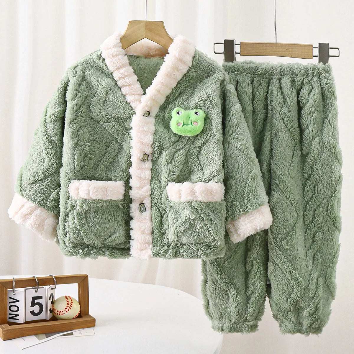 Pyjama Enfant Polaire Velours - Ensemble Cartoon Chaud Automne Hiver