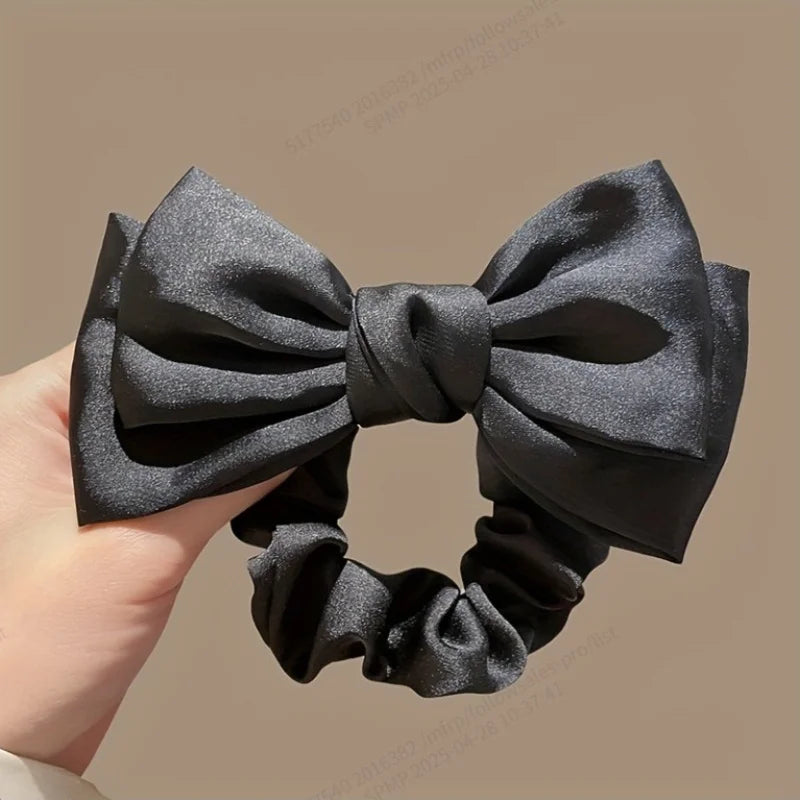 Chouchou Nœud Français Élastique Ruban Papillon - Accessoire Cheveux Luxe Texturé Quotidien Enfant Fille Volant