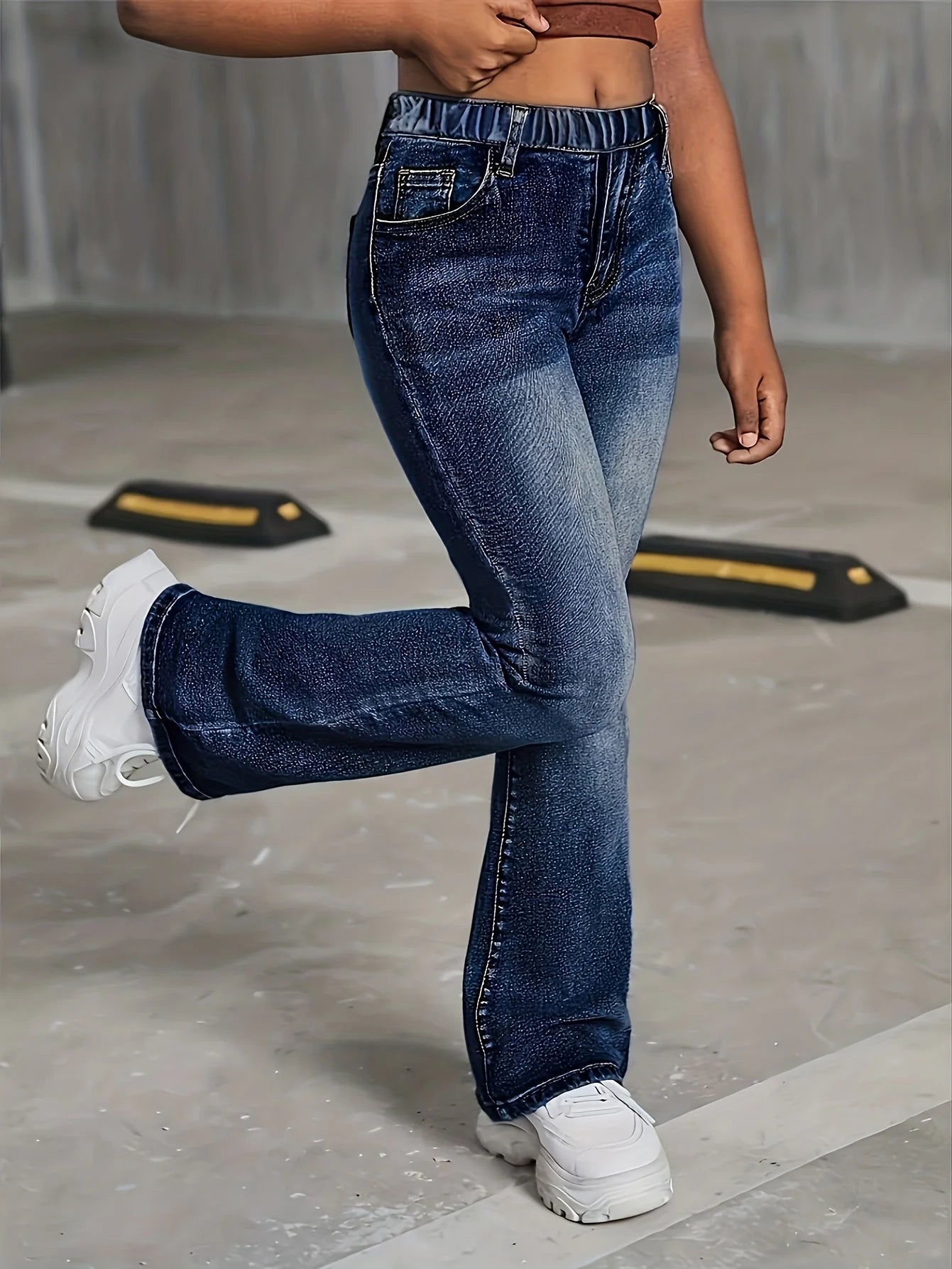 Jean Large Fille Style École - Taille Élastique Confortable - Denim Tendance Toutes Saisons