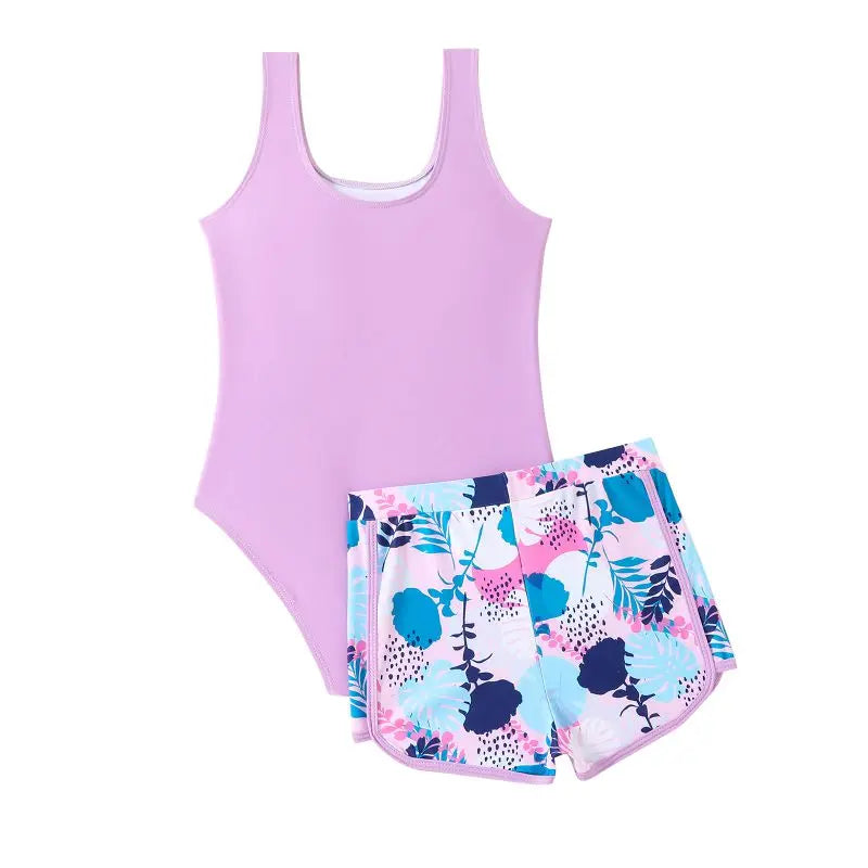 Bikini Fille 2 Pièces Sport Imprimé Floral - Maillot de Bain Été