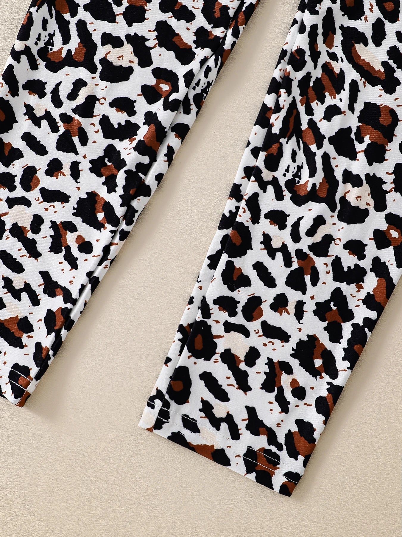 Ensemble Fille Automne Fashion - T-Shirt Cartoon Col Rond & Pantalon Léopard Slim 2 Pièces