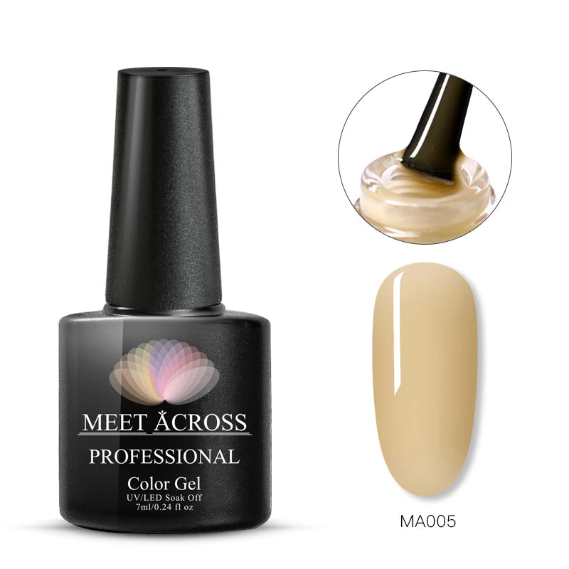 Vernis Gel Base Caoutchouc MEET ACROSS 7ml - Thermochrome Paillettes Gradient UV Manucure Longue Tenue