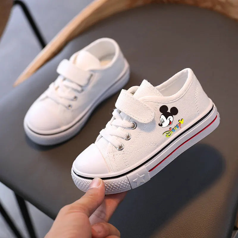 Baskets Bébé Disney Mickey Mouse Blanches - Chaussures Marche Décontractées Tout-Petits Taille 15-25