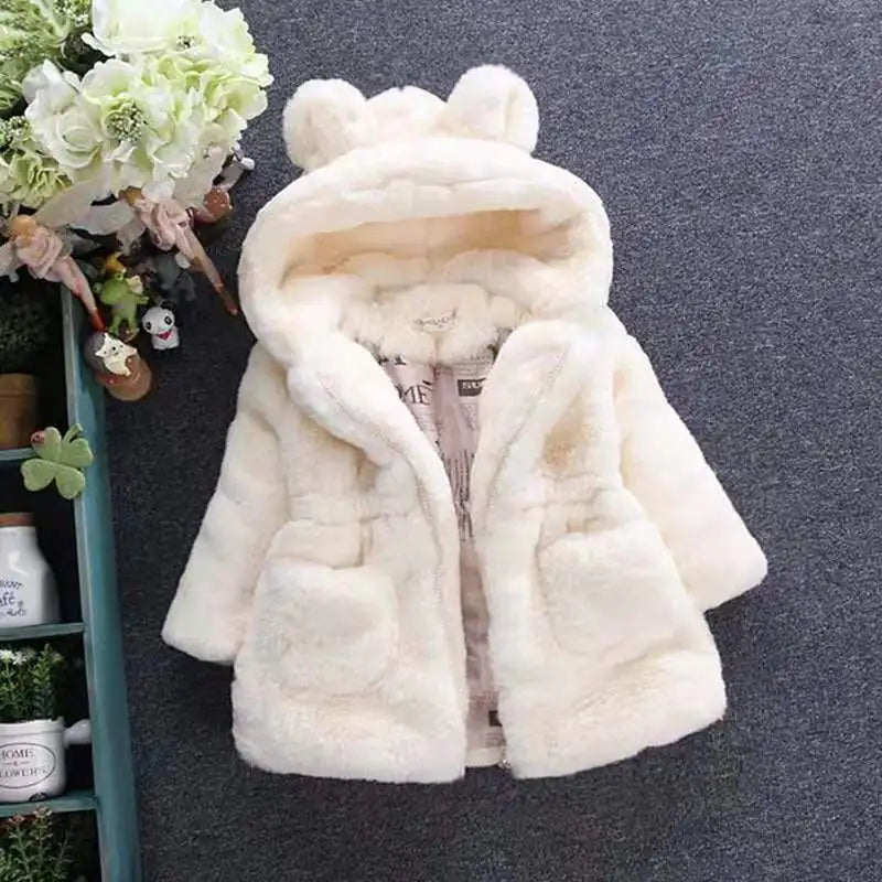 Parka Fille Hiver Fausse Fourrure - Capuche Chaude Snowsuit Tout-Petit