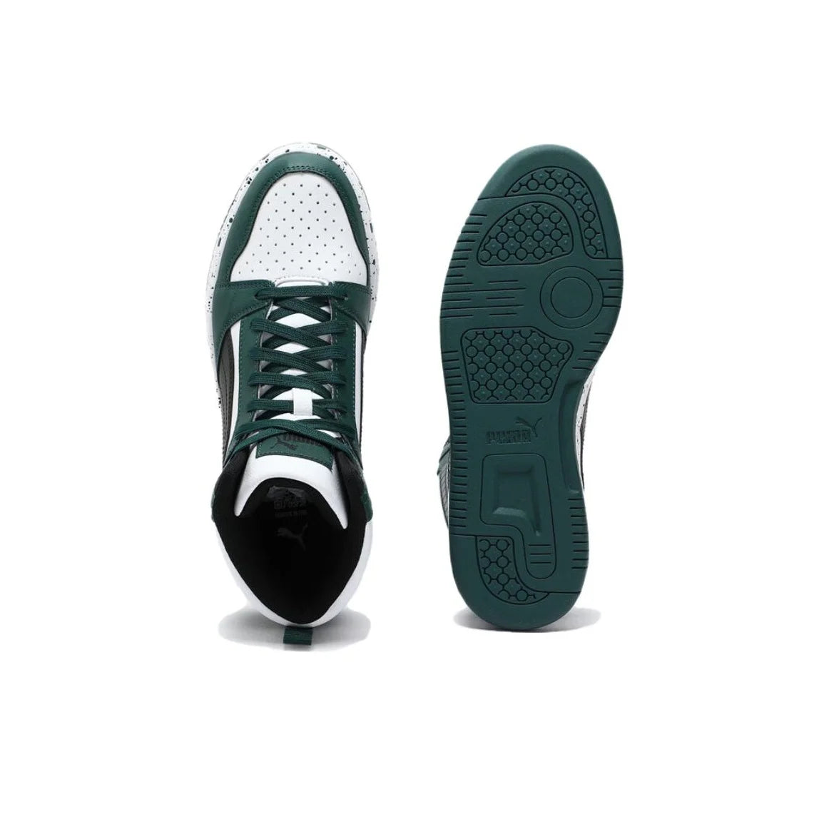 Baskets Puma Rebound V6 Mixte 400849-01 - Mid-Top Skate Résistantes Blanc Vert