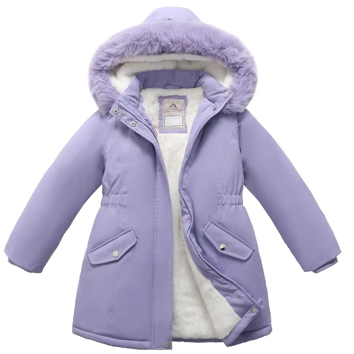 Parka Fille Hiver Longue Capuche Fourrure - Manteau Chaud Rembourré Taille Marquée 9-10 Ans