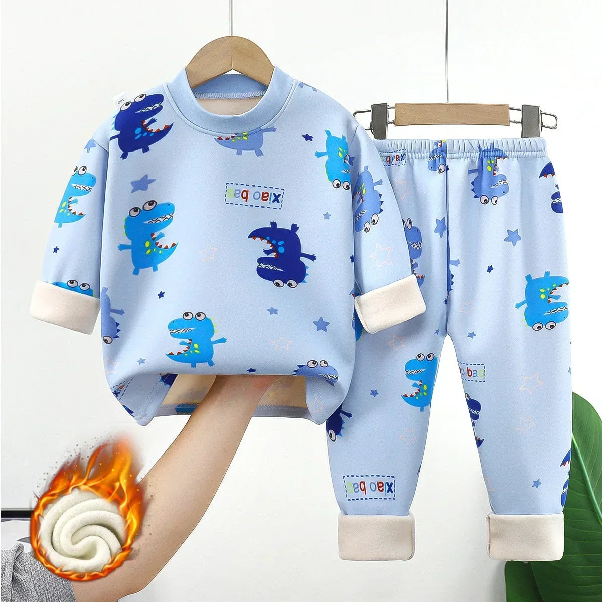 Pyjama Enfant Cartoon Automne Hiver - Ensemble 2 Pièces Épais & Chaud Col Rond