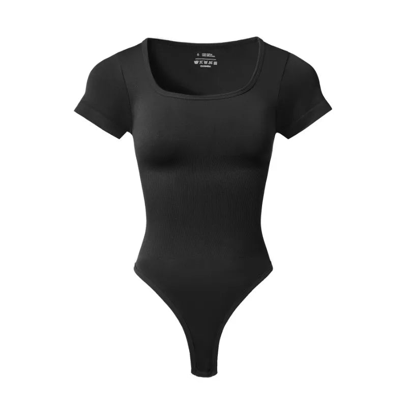 Combinaison Yoga Femme Grande Taille - Body Sport Sans Couture Col Carré Côtelé