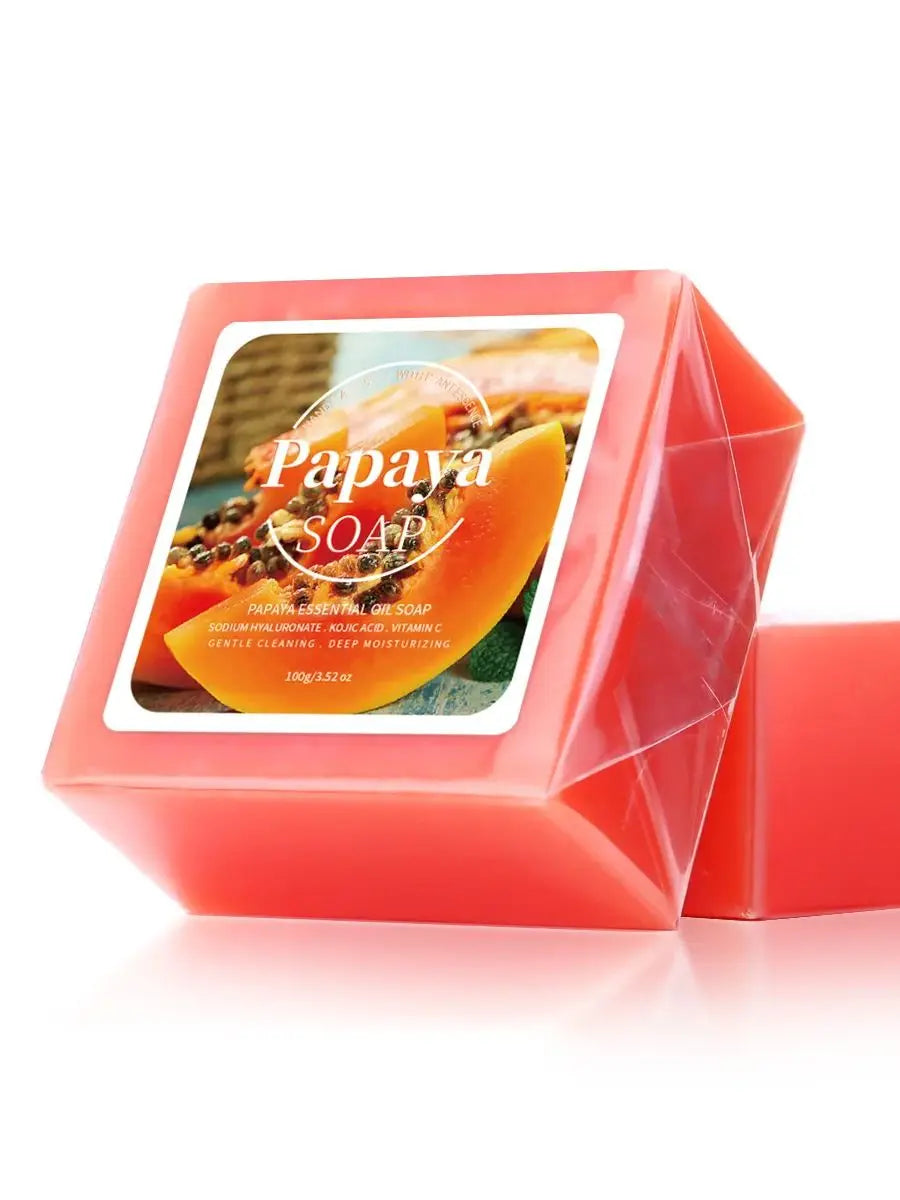 Savon Artisanal Papaye 100g - Nettoyage Profond Éclaircissant Lait de Chèvre Coco