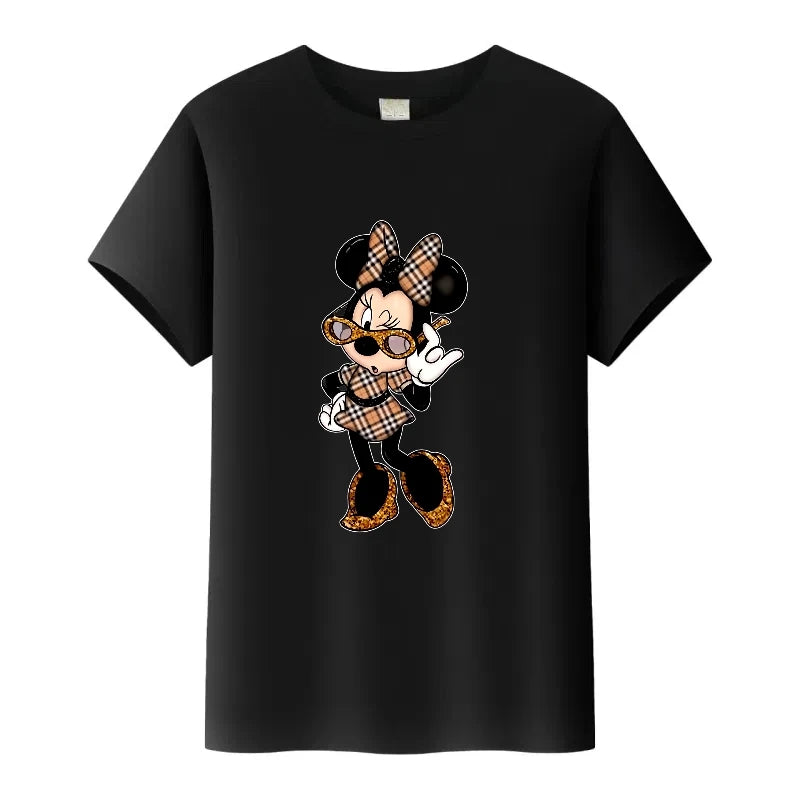 T-Shirt Disney Minnie Femme Enfant - Cartoon Kawaii Blanc Oversize - Mode Casual