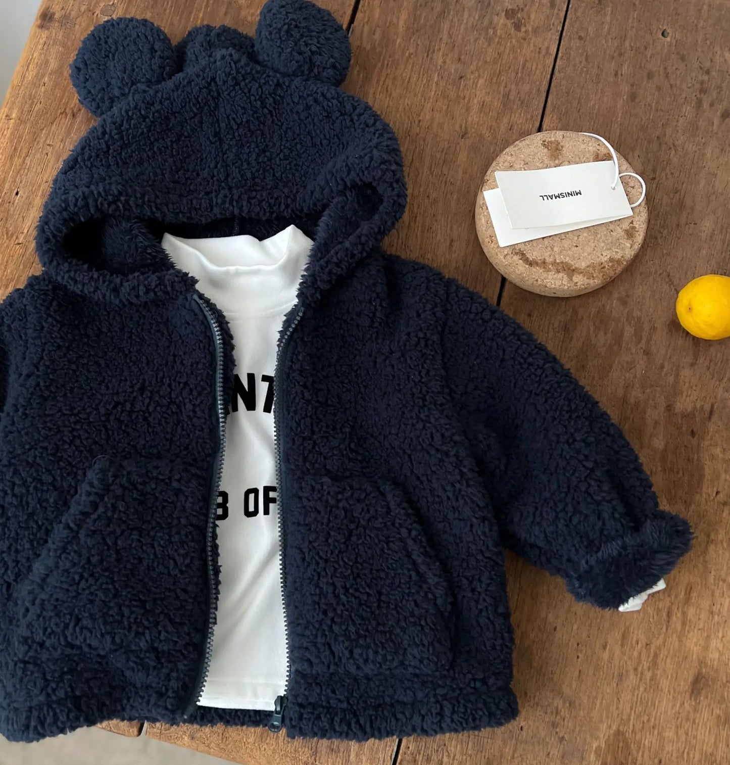 Veste Bébé Garçon Fille à Capuche Oreilles Ourson - Manteau Chaud Automne Hiver