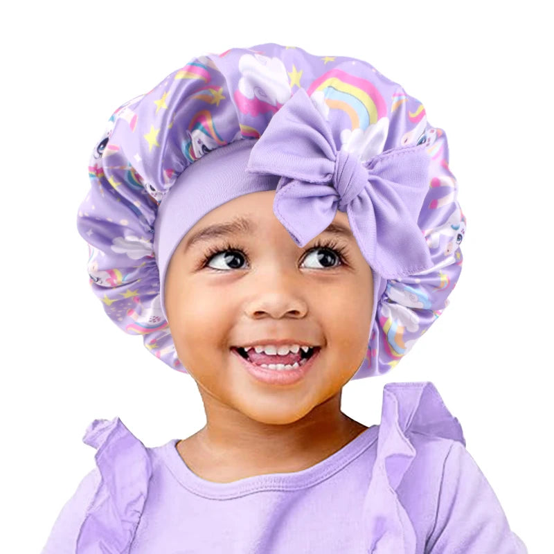 Bonnet Licorne Enfant Coloré - Chapeau Sommeil Élastique Ruban Bébé