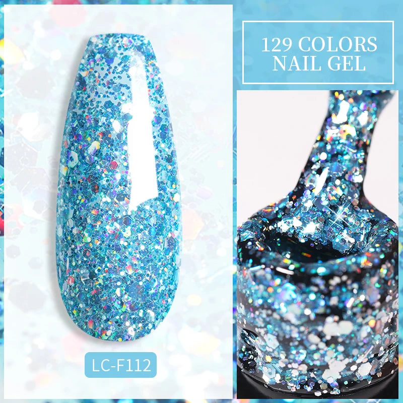 Vernis Gel LILYCUTE Paillettes Sequins Brillant - Couleurs Printemps Été Semi-Permanent UV Soak Off Manucure Nail Art