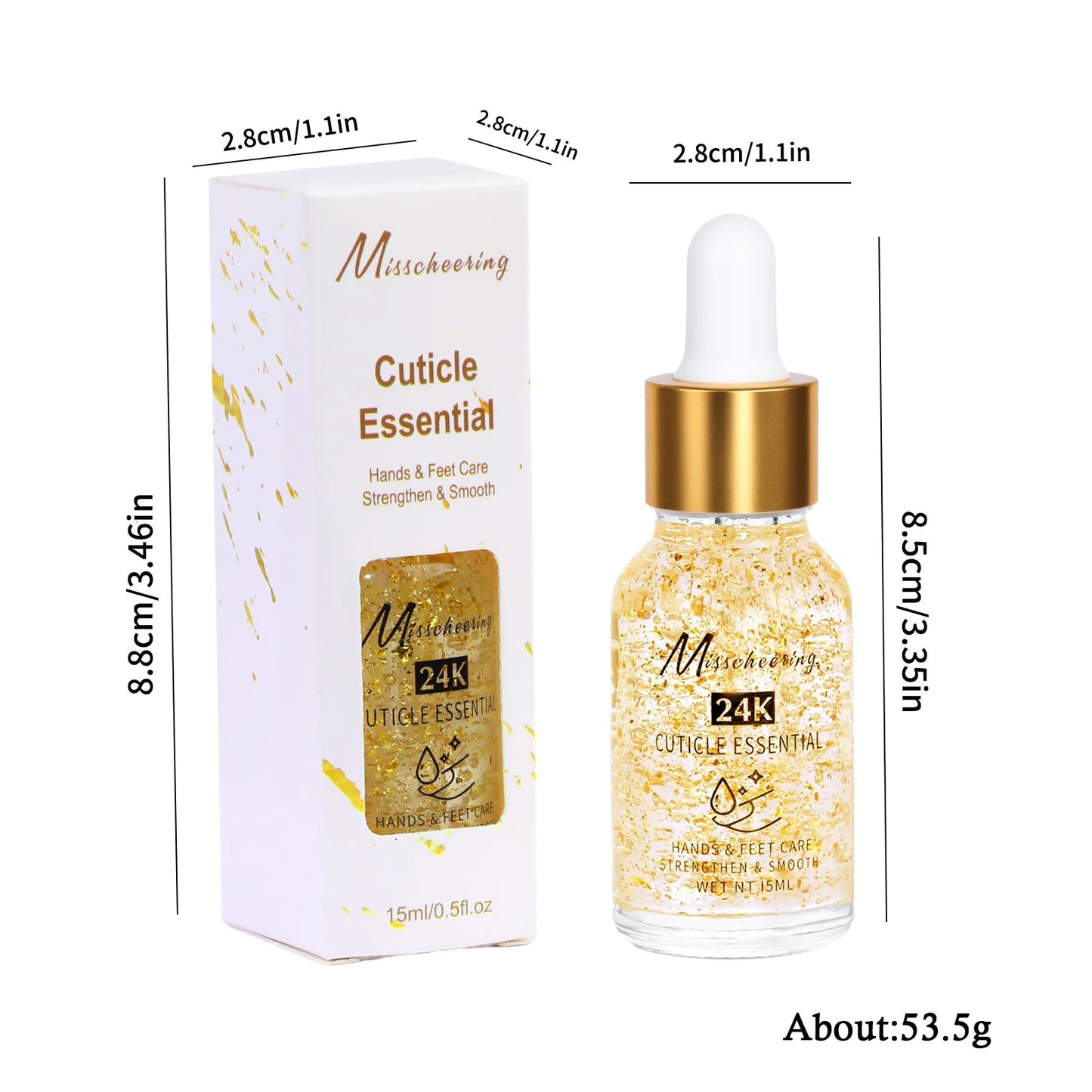 Huile Nutritionnelle pour Ongles 24k Feuille d'Or 15ml - Soin Cuticules Réparateur Nourrissant