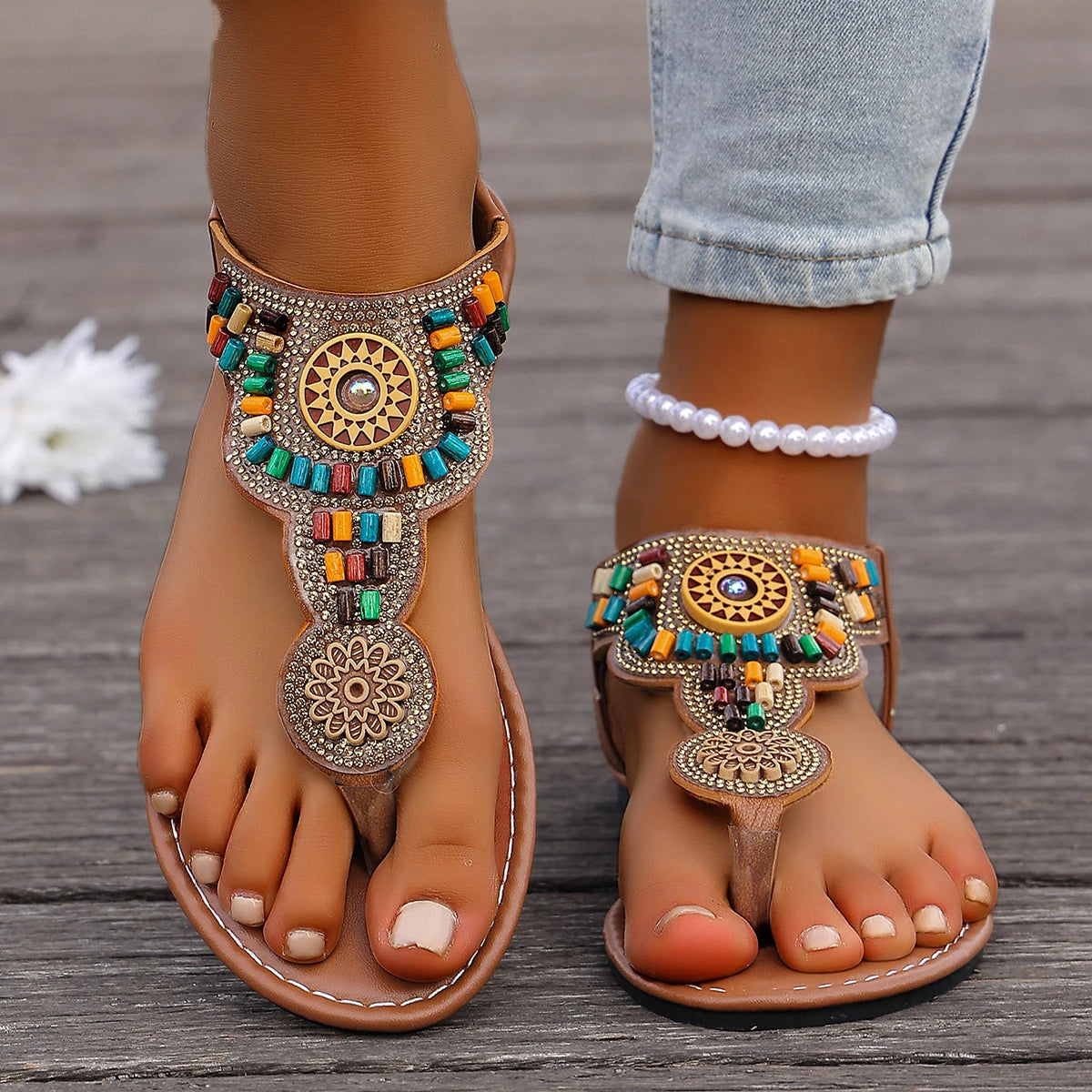 Sandales Plates Femme Bohème Clip Toe - Gladiator Rétro Plage Antidérapantes