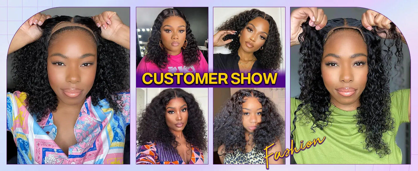 Perruque Bob Courte Cheveux Humains 10 Pouces - Lace Front 5x5 Sans Colle Deep Wave