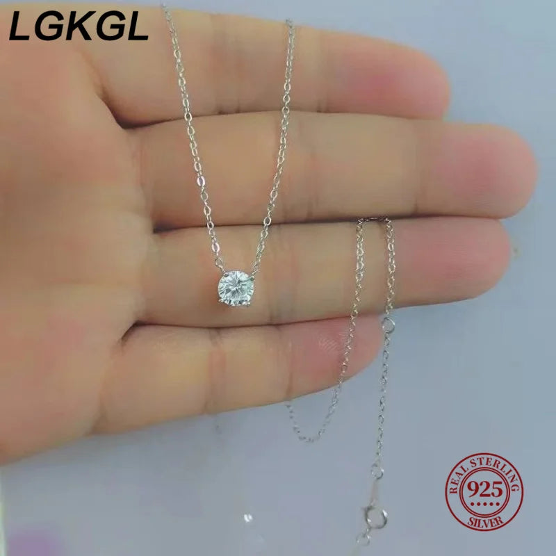 Collier Femme Argent 925 Or 18K Zircon 6mm - Clavicule Mariage Polyvalent