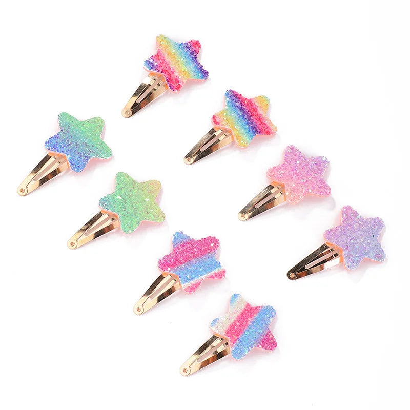 Lot de 16 Barrettes Fille Paillettes - Fleur Arc-en-Ciel Lapin BB Clips Cheveux