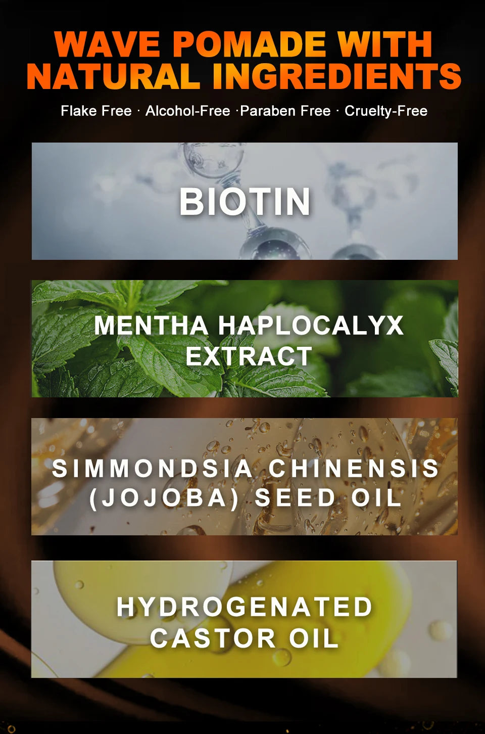 Pommade Anti-Chute Cheveux Homme - Cire Coiffante Nourrissante Boucles Fixation Forte 360 Waves Style Couches Gel Edge Control