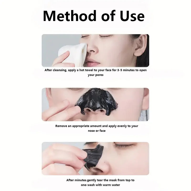 Masque Boue Noire Charbon Bambou Peel-Off - Nettoyant Pores Hydratant Visage Peau Grasse Purifiant