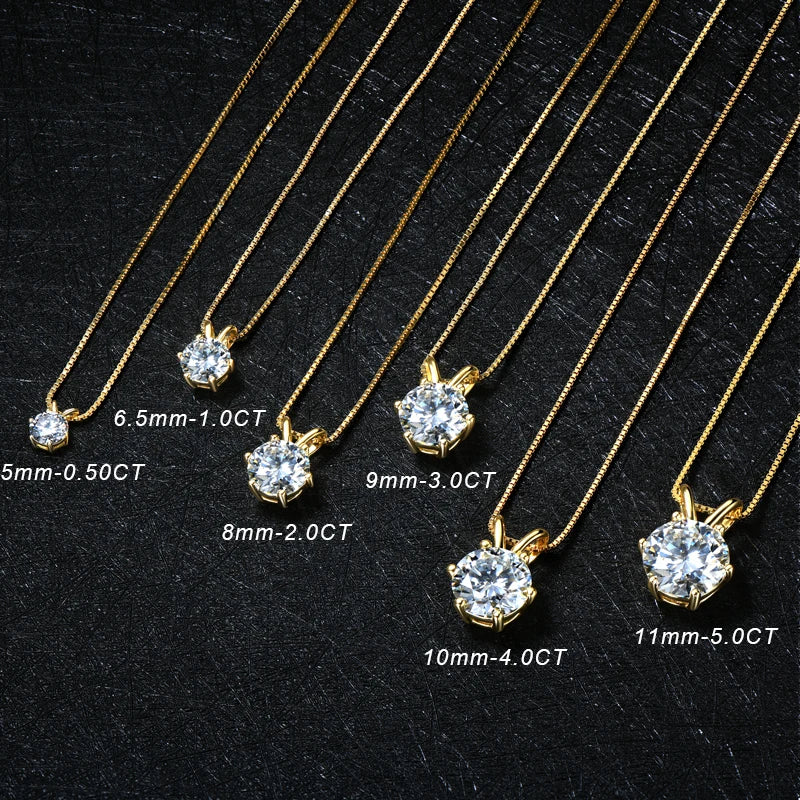 Collier Pendentif Moissanite Solitaire 0.5-5ct - D VVS1 Argent 925 Chaîne Clavicule Luxe Cadeau Femme