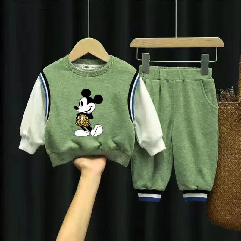 Ensemble 2 Pièces Garçon Disney Mickey - Sweat Col Montant + Pantalon - Automne Cartoon
