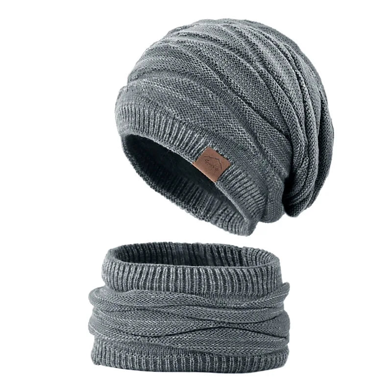 Ensemble Bonnet Écharpe Hiver Femme - Bonnet Tricoté Chaud Doublure Fourrure