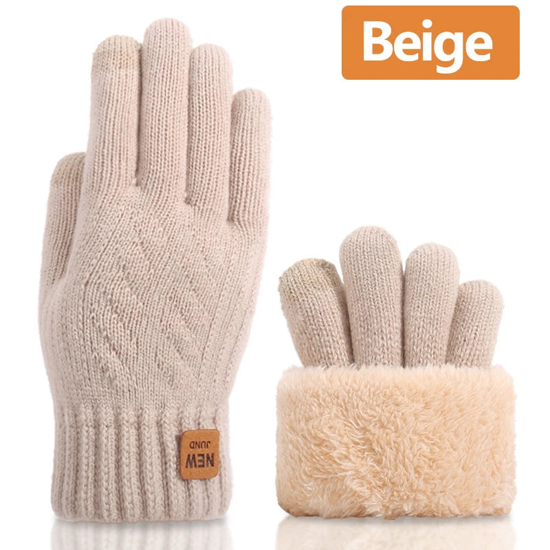 Gants Tactiles Thermiques Femme Tricotés - Doublés Polaire Chauds Hiver Outdoor