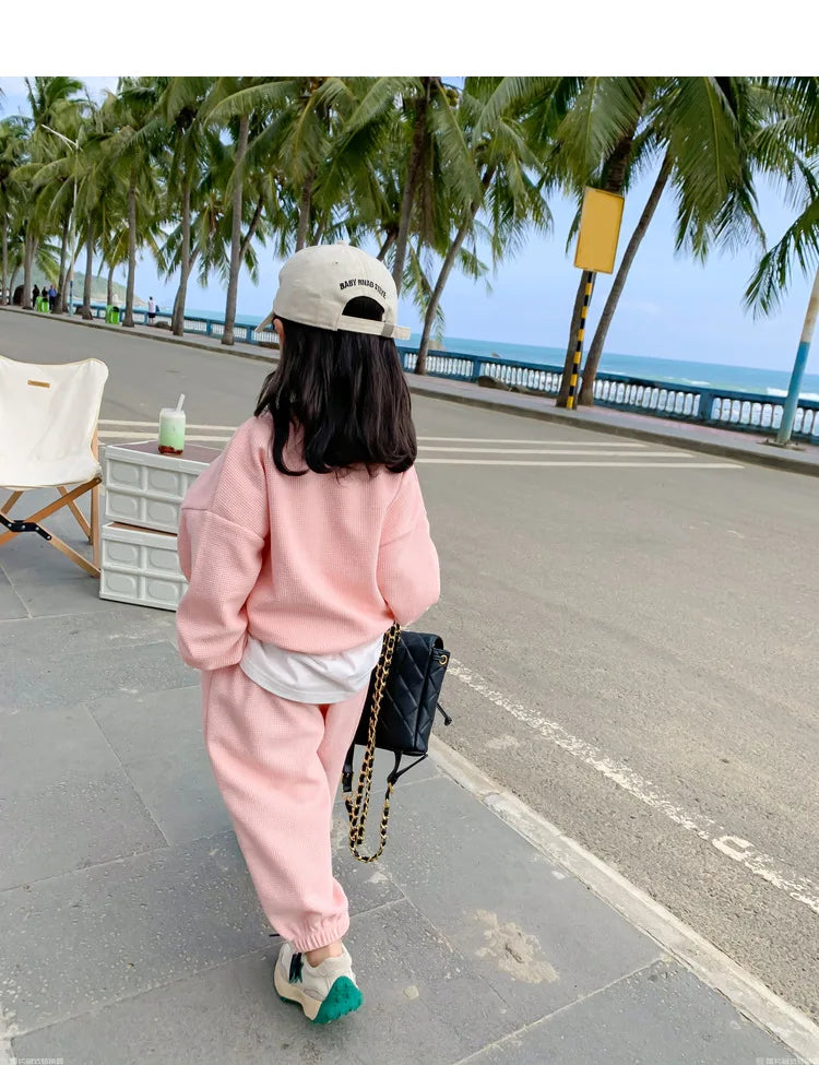 Ensemble Fille Sweat Ourson + Pantalon Sport Printemps Automne