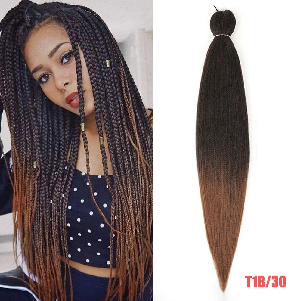 Mèches Tressage Pré-Étirées Ombré - Extensions Cheveux Synthétiques Multicolores Faciles