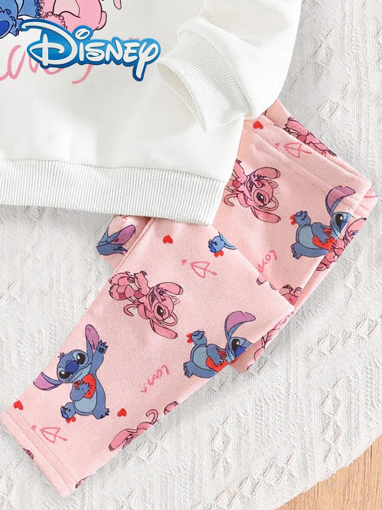 Ensemble Bébé Fille Stitch et Angel Disney - Sweat + Pantalon Cartoon Automne Hiver
