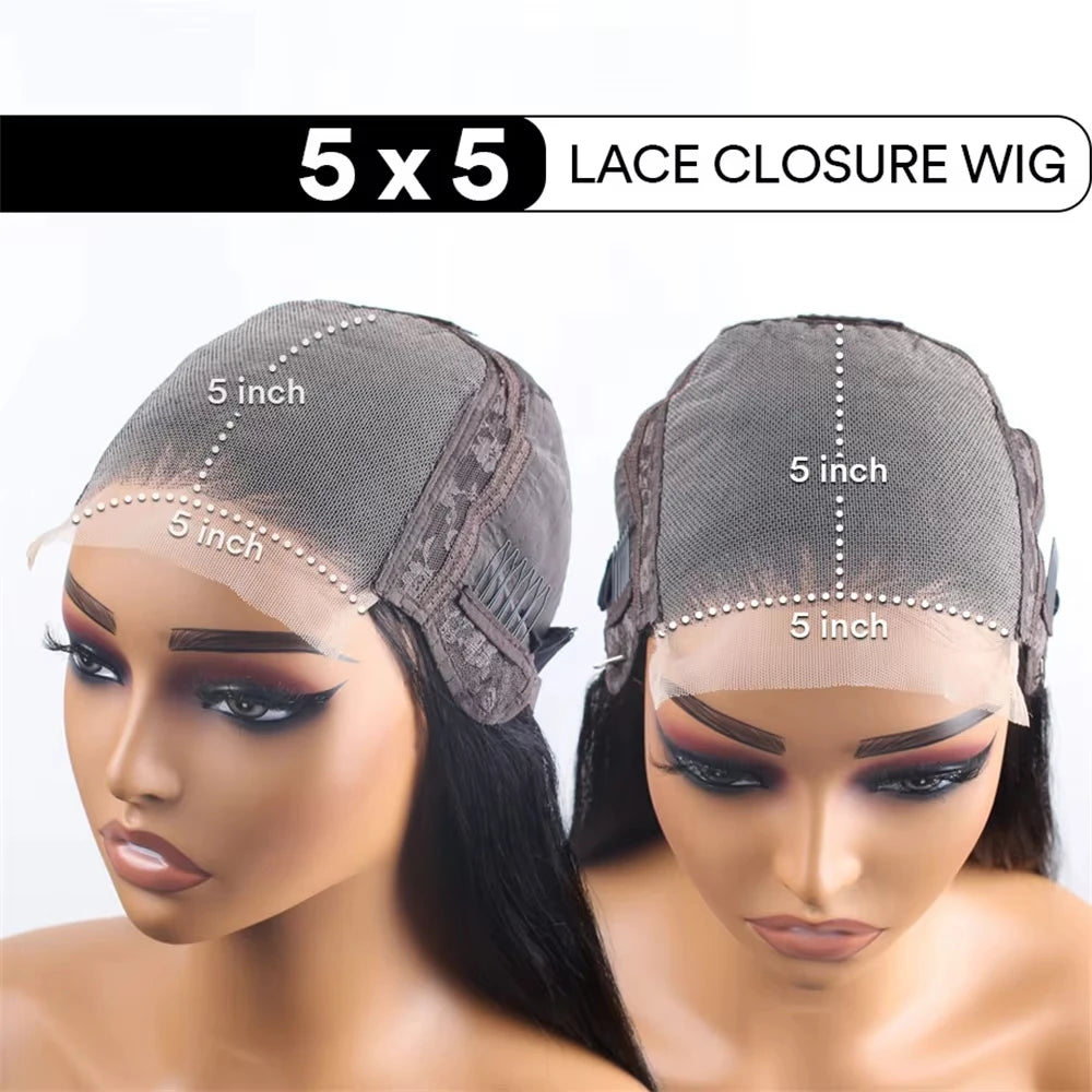 Perruque Glueless Wear and Go 5x5 4x4 - Cheveux Naturels Lace Closure HD Deep Wave Pré-Plumée