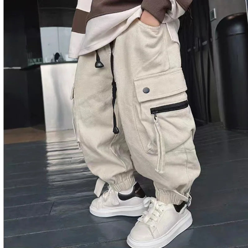 Pantalon cargo garçon streetwear - Style baggy décontracté
