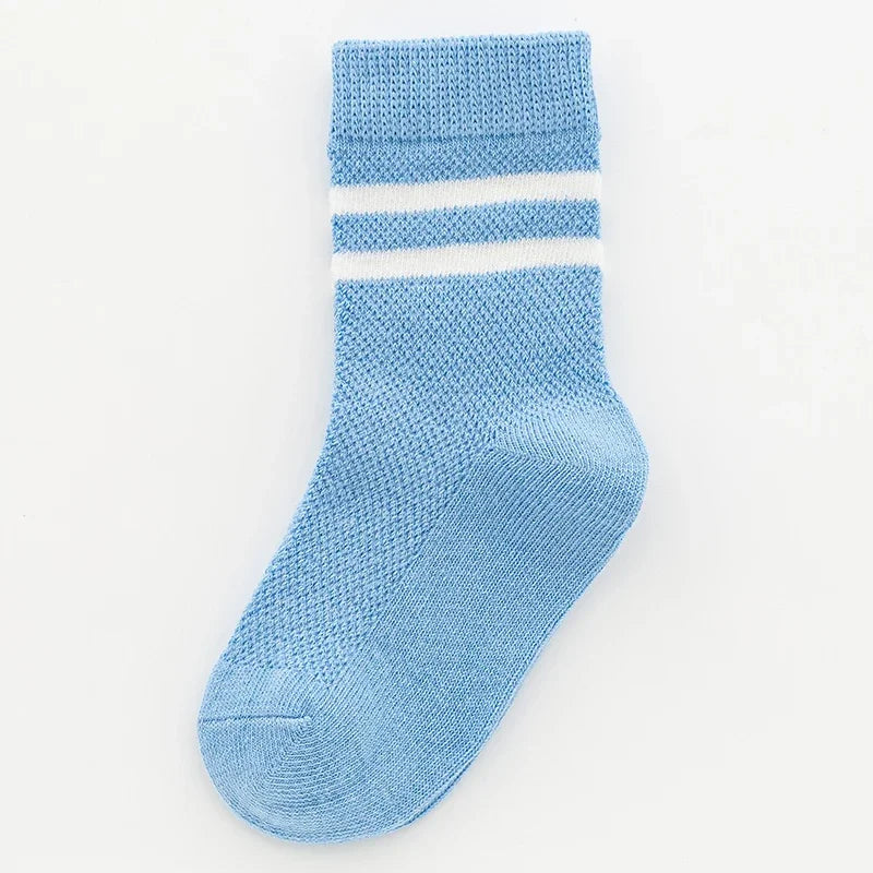 Lot Chaussettes Blanches Enfant - Socquettes Coton Mesh Respirantes Mi-Mollet Été Sport