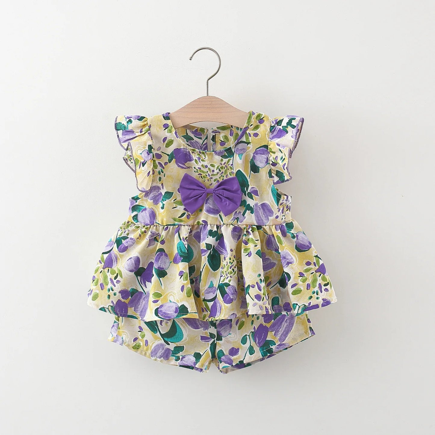 Ensemble 2 pièces bébé fille - Top pêche noeud + Short