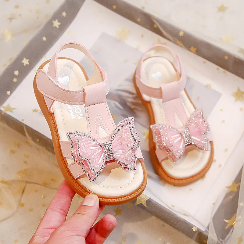 Sandales Fille Été Papillon - Chaussures Princesse Semelle Souple Bout Ouvert Mode Polyvalente