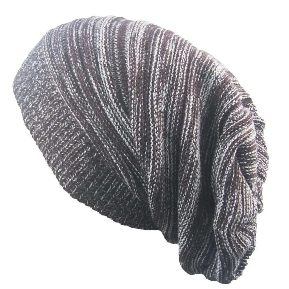 Bonnet Hiver Tricot Rayé Plissé - Laine Chaud Casual Mixte Outdoor