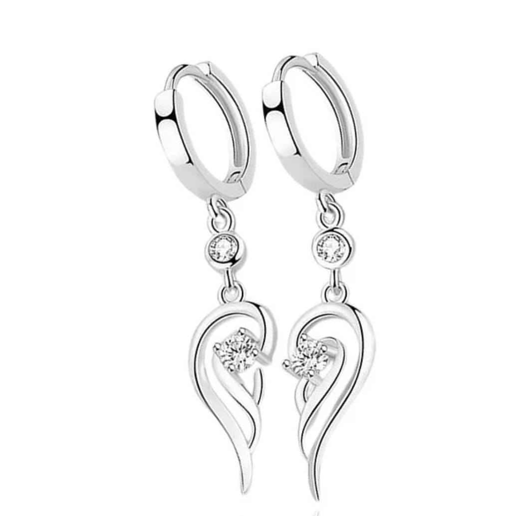 Boucles d'Oreilles Argent 925 Cœur Zirconiums Oxyde Blanc Amélia