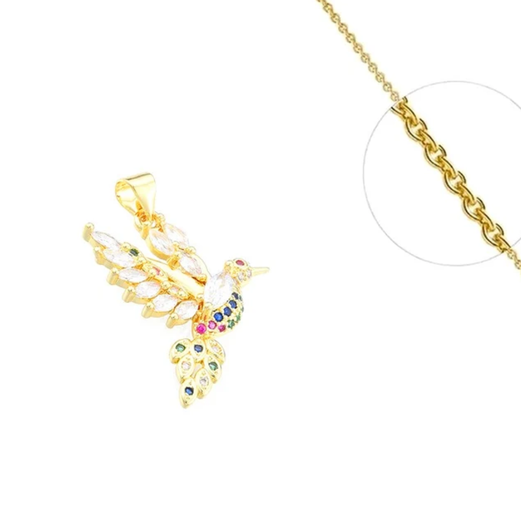 Collier oiseau zirconiums plaqué or