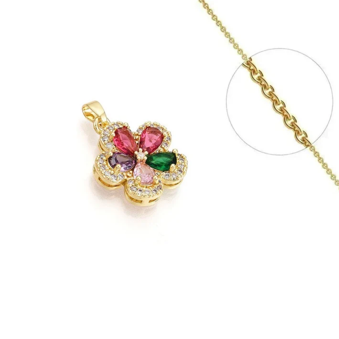 Collier fleur plaqué or