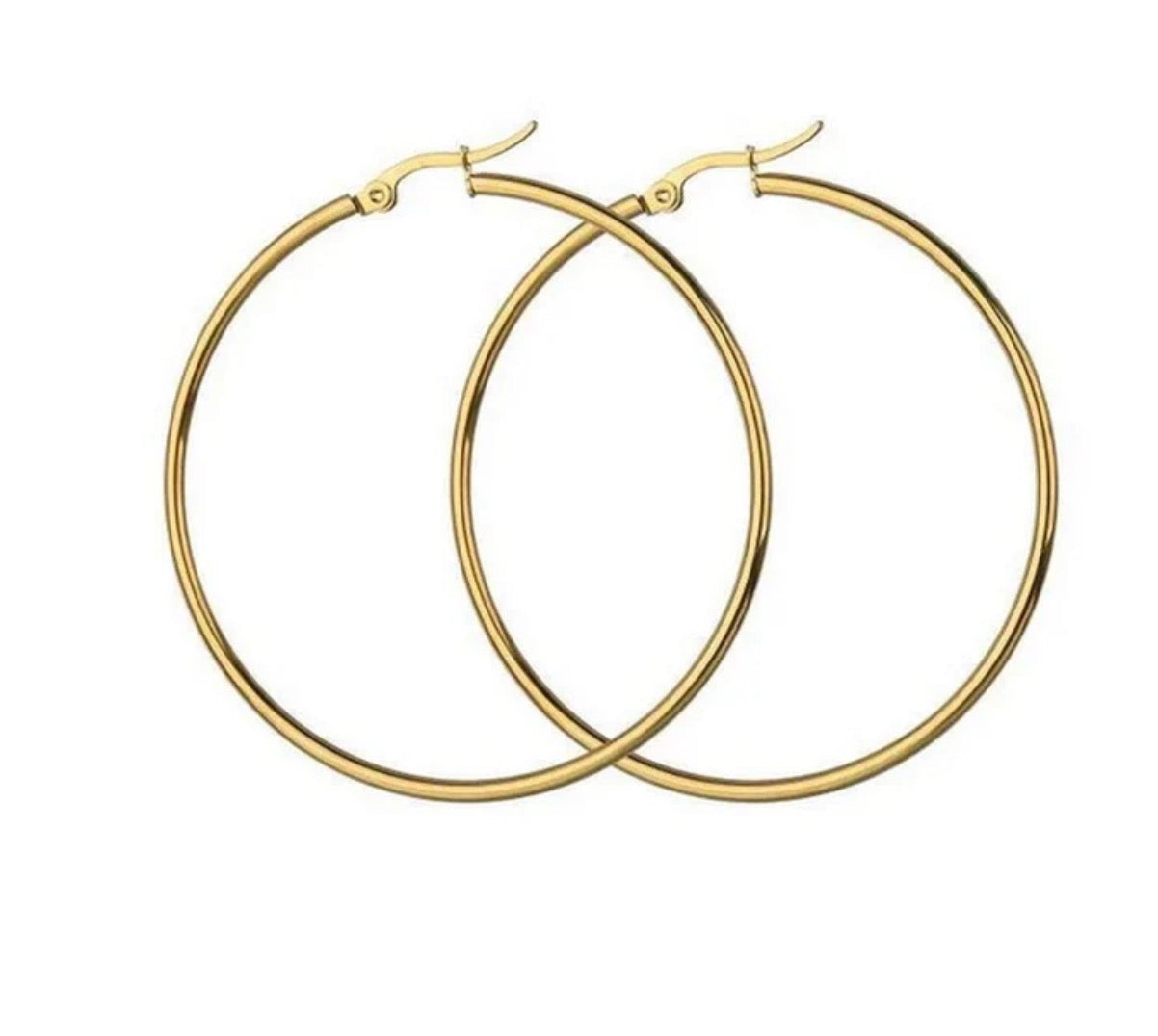 Boucles d'Oreilles Créoles Lisses 50mm – Plaqué Or 18k