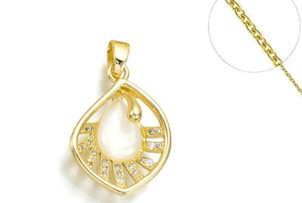 Collier zircon cubique plaqué or