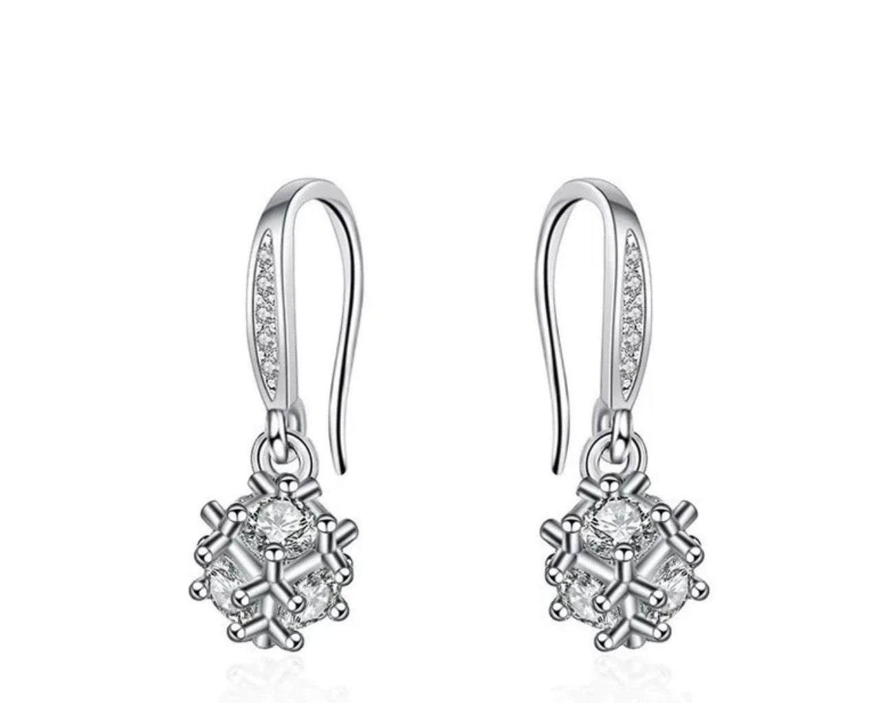 Boucles d'Oreilles Dormeuses Zirconiums – Argent 925 Massif