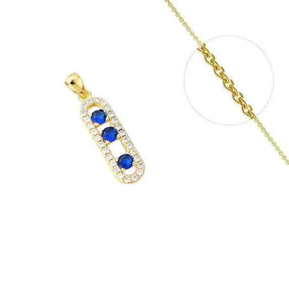 Collier capsule 3 zirconiums bleu /vert ou rose plaqué or